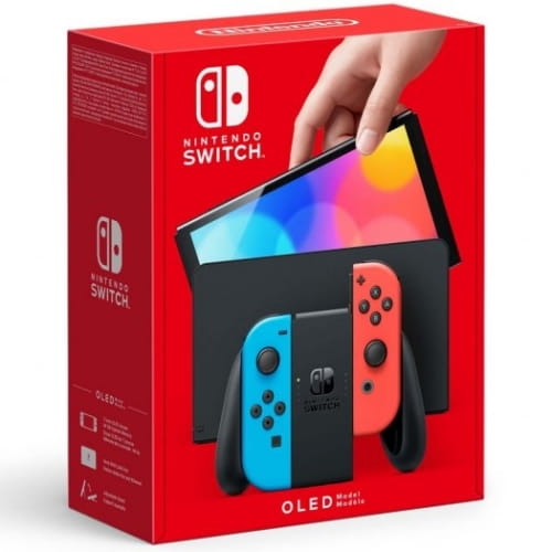 Nintendo Switch OLED (неоновый красный/неоновый синий)