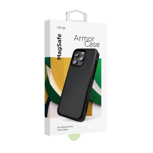 Чехол защитный "vlp" Armor Case с MagSafe для iPhone 15 Pro, черный, 10512003