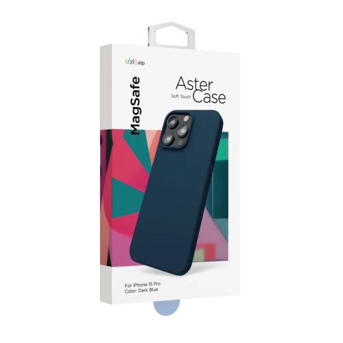 Чехол защитный "vlp" Aster Case с MagSafe для iPhone 15 Pro, темно-синий, 1057014