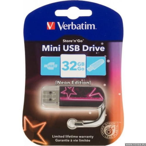 Флэш-накопитель 32GB Verbatim Mini Neoni Edition, USB 2.0, розовый
