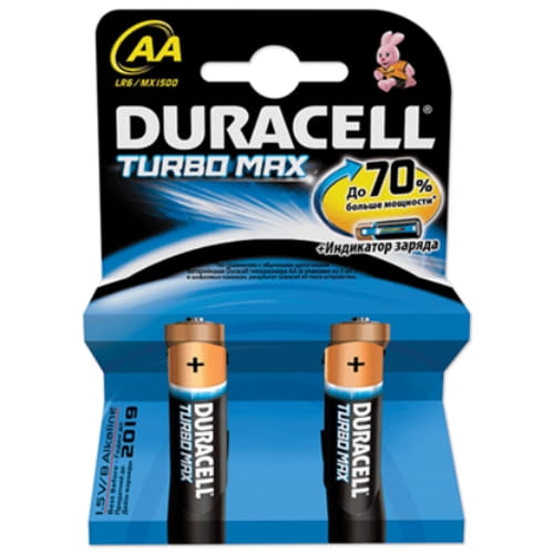 Батарейки DURACELL Turbo AA LR6, КОМПЛЕКТ 2