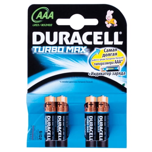 Батарейки DURACELL Turbo AAA LR3, КОМПЛЕКТ 4