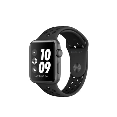 Apple Watch Series 3, 42мм, корпус из алюминия цвета «серый космос», спортивный ремешок Nike цвета «антрацитовый/черный»