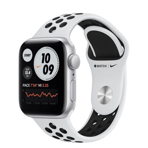 Apple Watch Series SE, 40мм, алюминий, серебристый, спортивный ремешок Nike