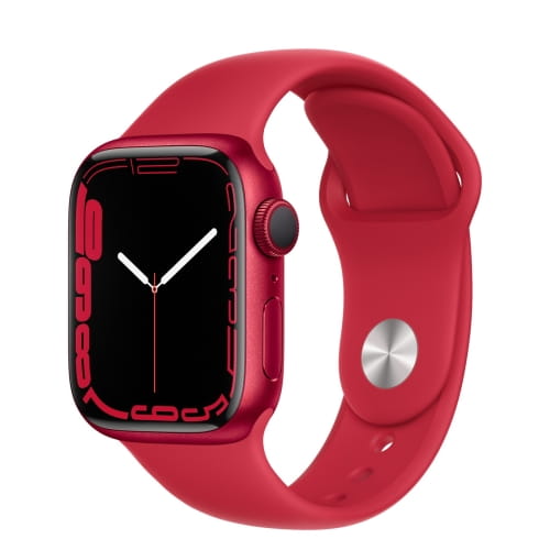 Apple Watch Series 7, 41мм, алюминий, красный, спортивный ремешок
