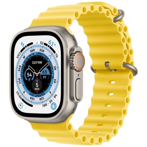 Apple Watch Ultra GPS + Cellular, 49 мм, корпус из титана, ремешок размер One Size (130-220mm) Ocean желтого цвета
