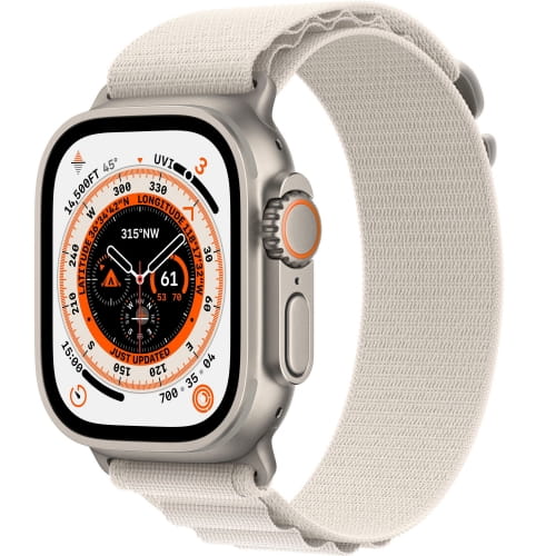 Apple Watch Ultra GPS + Cellular, 49 мм, корпус из титана, ремешок размер М (145-190mm) Alpine цвета «сияющая звезда»