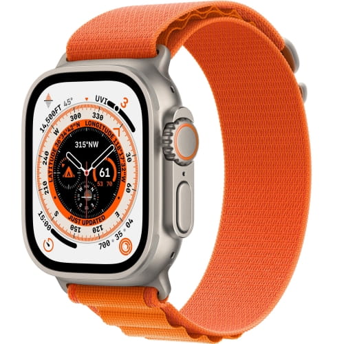 Apple Watch Ultra GPS + Cellular, 49 мм, корпус из титана, ремешок размер М (145-190mm) Alpine оранжевого цвета