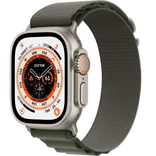 Apple Watch Ultra GPS + Cellular, 49 мм, корпус из титана, ремешок размер L (165-210) Alpine зеленого цвета