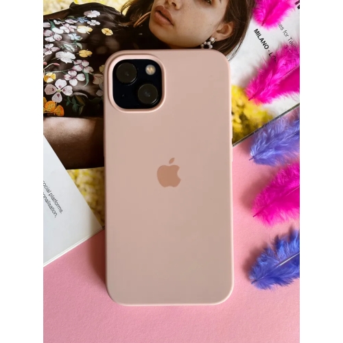 Чехол для iPhone 13, Пудровый, силиконовый, с логотипом