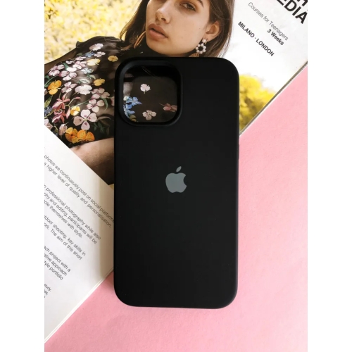 Чехол для iPhone 14 Pro Max, Черный, силиконовый, с логотипом