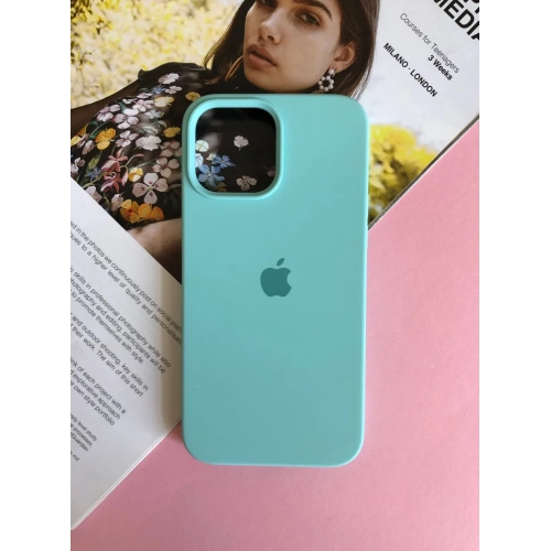 Чехол для iPhone 14 Pro, Бирюзовый, силиконовый, с логотипом