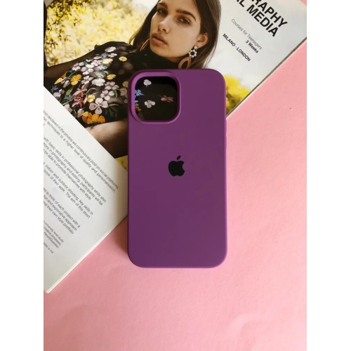 Чехол для iPhone 14 Pro, Пурпурный, силиконовый, с логотипом