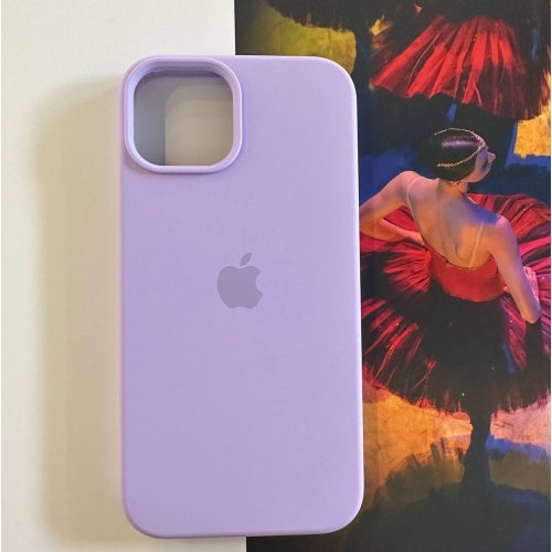 Чехол для iPhone 14 , Лавандовый, силиконовый, с логотипом