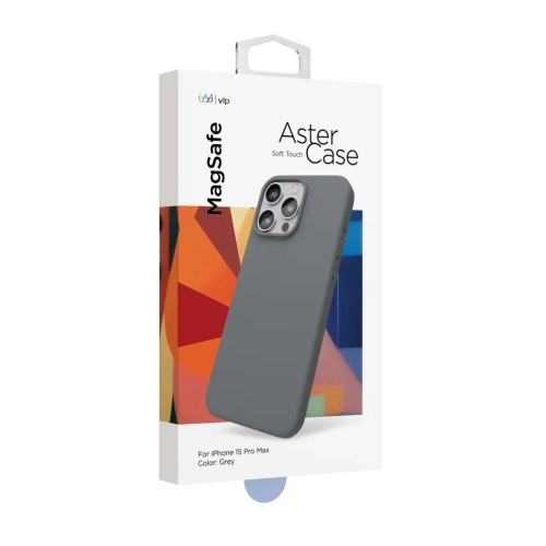 Чехол защитный "vlp" Aster Case с MagSafe для iPhone 15 ProMax, серый, 101057034