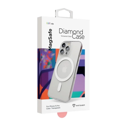 Чехол защитный "vlp" Diamond Case с MagSafe для iPhone 15 Pro, прозрачный, 10510003