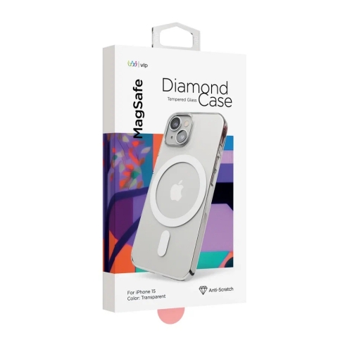 Чехол защитный "vlp" Diamond Case с MagSafe для iPhone 14/15, прозрачный, 10510001