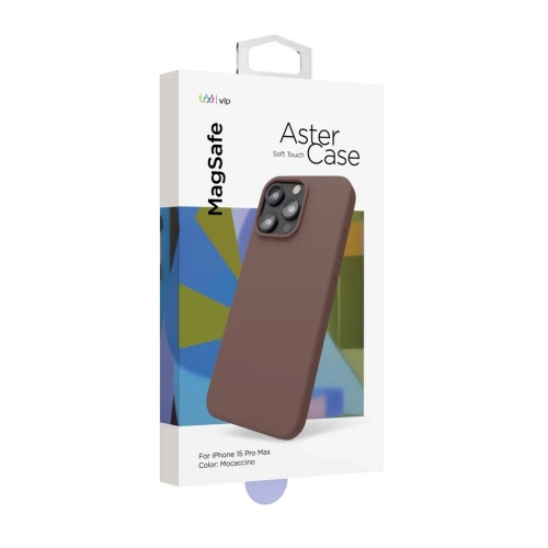 Чехол защитный "vlp" Aster Case с MagSafe для iPhone 15 ProMax, моккачино, 1057024