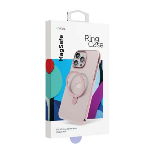 Чехол защитный "vlp" Ring Case с MagSafe подставкой для iPhone 15 ProMax, розовый, 1059008