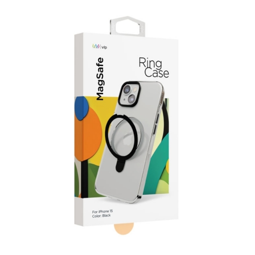 Чехол защитный "vlp" Ring Case с MagSafe подставкой для iPhone 15 ProMax, черный, 1059004