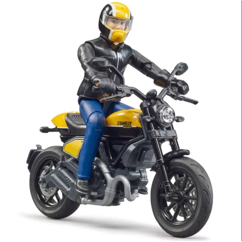 BRUDER Мотоцикл жёлтый Scrambler Ducati с мотоциклистом 63-053