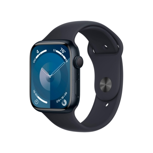 Apple Watch Series 9, 45 мм, корпус из алюминия цвета «тёмная ночь», спортивный ремешок размер M/L цвета «тёмная ночь»