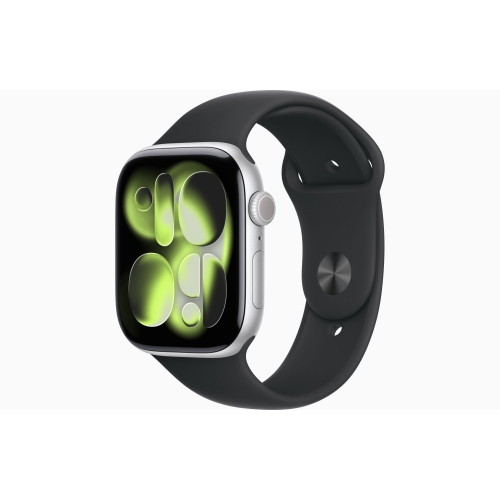 Смарт-часы Apple Watch Series 11, 46 mm, корпус Silver Aluminium, ремешок Black Sport Band