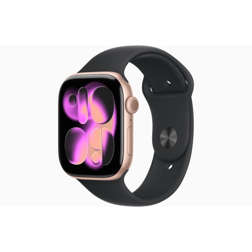 Смарт-часы Apple Watch Series 11, 46 mm, корпус Rose Gold Aluminium, ремешок Black Sport Band