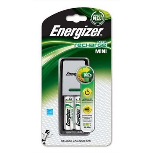 Зарядное устройство AAA/AA Energizer Mini charger 630932, для Ni-Cd/Ni-MH аккумуляторов, в комплекте 2 Ni-MH аккумулятора AA по 2000мАч