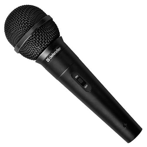 Микрофон Defender MIC-130, динамический, адаптер 6,3 мм jack/3,5 мм jack, 73 дБ, 5 м, черный, 64131