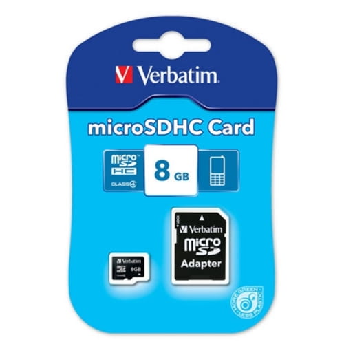 Карта памяти SDHC-micro (TransFlash) 8GB Verbatim, 43967, class 4, с адаптером SD