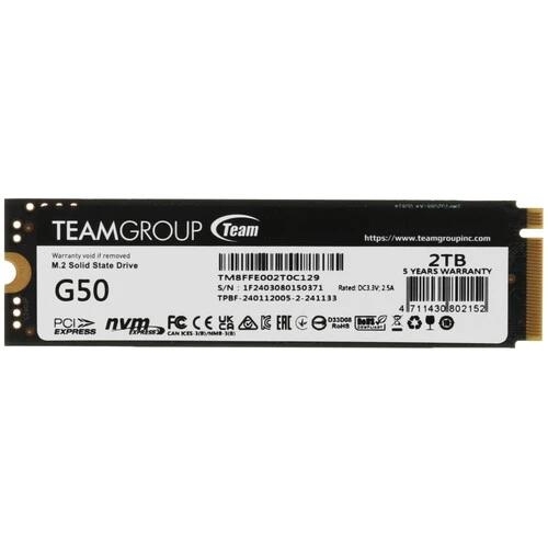 2000 ГБ M.2 NVMe накопитель TEAMGROUP T-FORCE G50 [TM8FFE002T0C129]