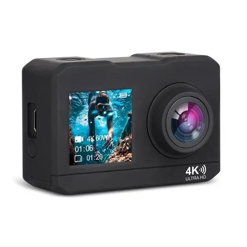 Экшн-камера Aceline DualScreen 4K черный + доп. аккумулятор